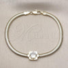Oro Laminado Fancy Bracelet, Gold Filled Style Rat Tail Design, with White Cubic Zirconia, Polished, Golden Finish, 03.213.0367.08