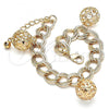 Oro Laminado Charm Bracelet, Gold Filled Style Ball Design, with White Cubic Zirconia, Polished, Golden Finish, 03.331.0180.08