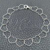 Sterling Silver Fancy Bracelet, Heart Design, Polished, Silver Finish, 03.392.0007.07