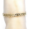Oro Laminado Basic Anklet, Gold Filled Style Mariner Design, Polished, Golden Finish, 5.222.023.10