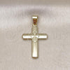 Oro Laminado Religious Pendant, Gold Filled Style Cross Design, Polished, Golden Finish, 05.213.0151