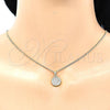Oro Laminado Earring and Pendant Adult Set, Gold Filled Style with White Micro Pave, Polished, Golden Finish, 10.156.0277
