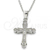 Sterling Silver Pendant Necklace, Cross Design, with White Micro Pave, Polished, Rhodium Finish, 04.336.0125.16