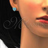 Stainless Steel Stud Earring, Heart Design, with Aqua Blue Crystal, Polished, Golden Finish, 02.271.0022.10
