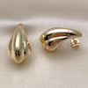 Oro Laminado Stud Earring, Gold Filled Style Teardrop and Hollow Design, Polished, Golden Finish, 02.428.0045