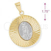 Oro Laminado Religious Pendant, Gold Filled Style San Lazaro Design, Diamond Cutting Finish, Two Tone, 5.193.018