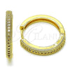 Oro Laminado Huggie Hoop, Gold Filled Style with White Micro Pave, Polished, Golden Finish, 02.210.0855.24