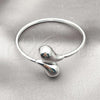 Rhodium Plated Individual Bangle, Teardrop and Hollow Design, Polished, Rhodium Finish, 07.60.0004.1