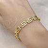 Oro Laminado Fancy Bracelet, Gold Filled Style Greek Key Design, Polished,, 03.213.0273.08