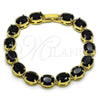 Oro Laminado Tennis Bracelet, Gold Filled Style with Black Cubic Zirconia, Polished, Golden Finish, 03.424.0004.2.07