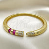 Oro Laminado Individual Bangle, Gold Filled Style with Ruby Cubic Zirconia and White Micro Pave, Polished, Golden Finish, 07.341.0041.1