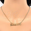 Oro Laminado Pendant Necklace, Gold Filled Style Nameplate Design, Polished, Golden Finish, 04.106.0021.20