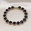 Oro Laminado Tennis Bracelet, Gold Filled Style with Sapphire Blue Cubic Zirconia, Polished, Golden Finish, 03.424.0002.1.08