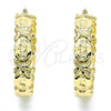 Oro Laminado Large Hoop, Gold Filled Style Hugs and Kisses Design, Polished, Golden Finish, 02.160.0016.50
