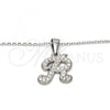 Stainless Steel Pendant Necklace, Initials and Rolo Design, with White Crystal, Polished, Steel Finish, 04.238.0013.1.18