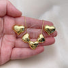 Oro Laminado Necklace and Earring, Gold Filled Style Heart and Hollow Design, Polished, Golden Finish, 06.417.0015