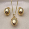 Oro Laminado Earring and Pendant Adult Set, Gold Filled Style Ball and Hollow Design, Polished, Golden Finish, 10.163.0012