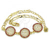 Oro Laminado Fancy Bracelet, Gold Filled Style San Benito Design, with Garnet Crystal, Polished, Golden Finish, 03.351.0006.1.08
