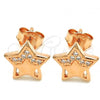 Sterling Silver Stud Earring, Star Design, with White Micro Pave, Polished, Rose Gold Finish, 02.336.0042.1