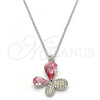 Rhodium Plated Pendant Necklace, Butterfly Design, with Light Rose and Aurore Boreale Swarovski Crystals, Polished, Rhodium Finish, 04.239.0043.10.18
