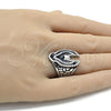 Stainless Steel Mens Ring, Eagle Design, Black Enamel Finish, Steel Finish, 01.234.0002.11 (Size 11)
