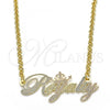 Oro Laminado Pendant Necklace, Gold Filled Style Nameplate Design, Polished, Tricolor, 04.63.1388.1.18