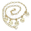 Oro Laminado Charm Anklet , Gold Filled Style Star and Moon Design, Diamond Cutting Finish, Golden Finish, 03.63.2194.10
