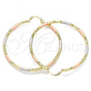 Oro Laminado Large Hoop, Gold Filled Style Diamond Cutting Finish, Tricolor, 02.213.0243.60