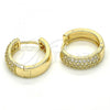 Oro Laminado Huggie Hoop, Gold Filled Style with White Cubic Zirconia, Polished, Golden Finish, 02.210.0104.20