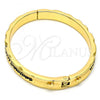 Oro Laminado Individual Bangle, Gold Filled Style Heart Design, Black Enamel Finish, Golden Finish, 07.252.0032.05.GT (07 MM Thickness, Size 5 - 2.50 Diameter)