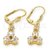 Oro Laminado Long Earring, Gold Filled Style Star Design, with White Cubic Zirconia, Polished, Golden Finish, 02.236.0021
