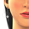 Sterling Silver Threader Earring, Leaf Design, Polished, Rhodium Finish, 02.366.0008