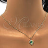 Oro Laminado Pendant Necklace, Gold Filled Style Star Design, with Green Opal and White Micro Pave, Polished, Golden Finish, 04.63.1325.3.18