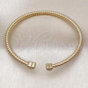 Oro Laminado Individual Bangle, Gold Filled Style Heart Design, with White Micro Pave, Polished, Golden Finish, 07.60.0007