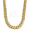 Gold Tone Basic Necklace, Pave Cuban Design, Polished, Golden Finish, 04.242.0039.30GT