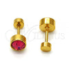 Stainless Steel Stud Earring, with Ruby Crystal, Polished, Golden Finish, 02.271.0008.9