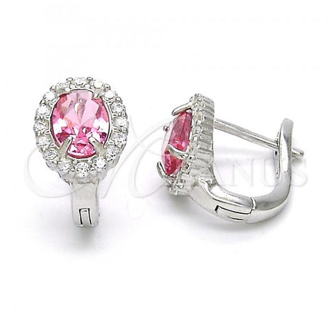 Sterling Silver Huggie Hoop, with Pink and White Cubic Zirconia, Polished,, 02.186.0060.2.15