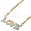 Oro Laminado Pendant Necklace, Gold Filled Style Nameplate and Love Design, Polished, Tricolor, 04.63.1386.1.18