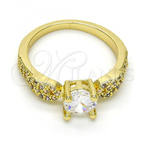 Oro Laminado Multi Stone Ring, Gold Filled Style with White Cubic Zirconia and White Micro Pave, Polished, Golden Finish, 01.99.0087.09 (Size 9)