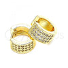 Oro Laminado Huggie Hoop, Gold Filled Style with White Micro Pave, Polished, Golden Finish, 02.195.0096.12