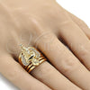 Oro Laminado Multi Stone Ring, Gold Filled Style Angel Design, with White Cubic Zirconia, Polished, Golden Finish, 01.60.0001.10 (Size 10)