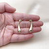 Oro Laminado Stud Earring, Gold Filled Style Teardrop Design, Polished, Golden Finish, 02.163.0380