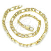 Oro Laminado Basic Necklace, Gold Filled Style Figaro Design, Polished, Golden Finish, 04.63.0118.16