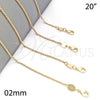 Oro Laminado Basic Necklace, Gold Filled Style Rolo Design, Polished, Golden Finish, 5.223.023.20