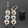 Oro Laminado Long Earring, Gold Filled Style Star Design, with White Cubic Zirconia, Diamond Cutting Finish, Tricolor, 5.091.001