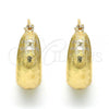 Oro Laminado Small Hoop, Gold Filled Style Greek Key Design, Polished, Golden Finish, 02.106.0003.20