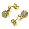 Oro Laminado Dangle Earring, Gold Filled Style Ball Design, with White Micro Pave, Polished, Golden Finish, 02.283.0056