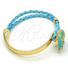 Oro Laminado Individual Bangle, Gold Filled Style Elephant Design, with White Crystal, Turquoise Enamel Finish, Golden Finish, 07.179.0001.4 (06 MM Thickness, One size fits all)