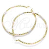 Oro Laminado Extra Large Hoop, Gold Filled Style Diamond Cutting Finish, Tricolor, 02.213.0155.1.70