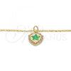 Oro Laminado Pendant Necklace, Gold Filled Style Star Design, with Green Opal and White Micro Pave, Polished, Golden Finish, 04.63.1325.3.18